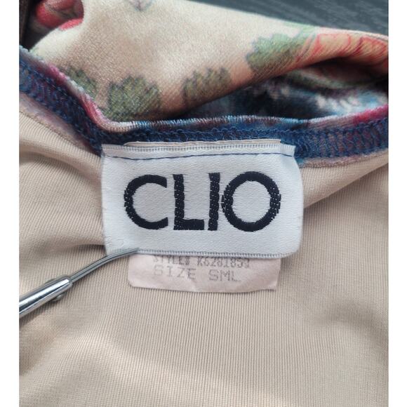 VTG 90's CLIO Floral Velvet Rhinestone Bell Sleeve Top Sz S Boho Artsy Eclectic - Picture 5 of 10